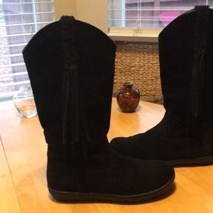 ARIAT Black Suede Boots with Fringe
